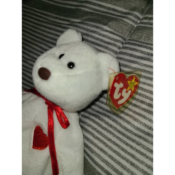 TY Beanie Original Babies Valentino the Bear Stuffed Soft Baby Plush Toy - Picture 2 of 4